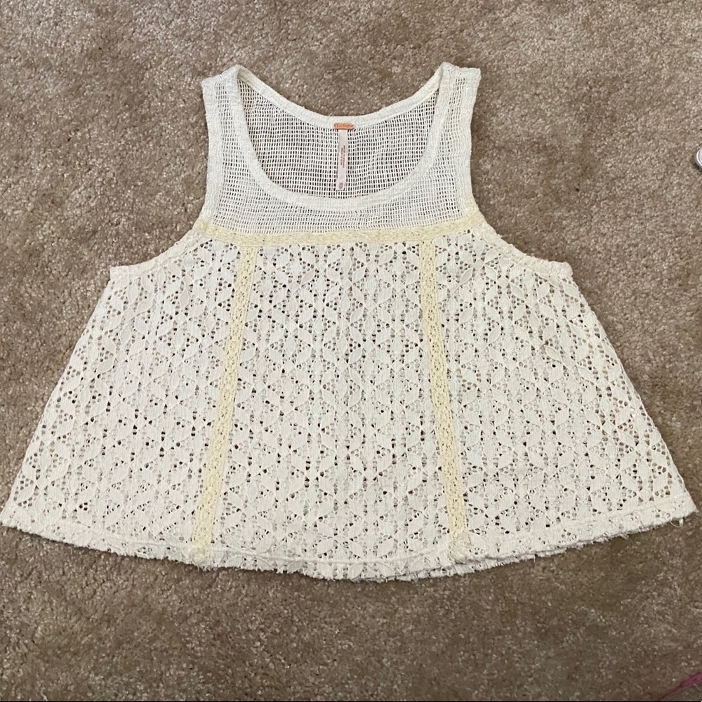 Free People XS Ivory Crew Neck Sleeveless